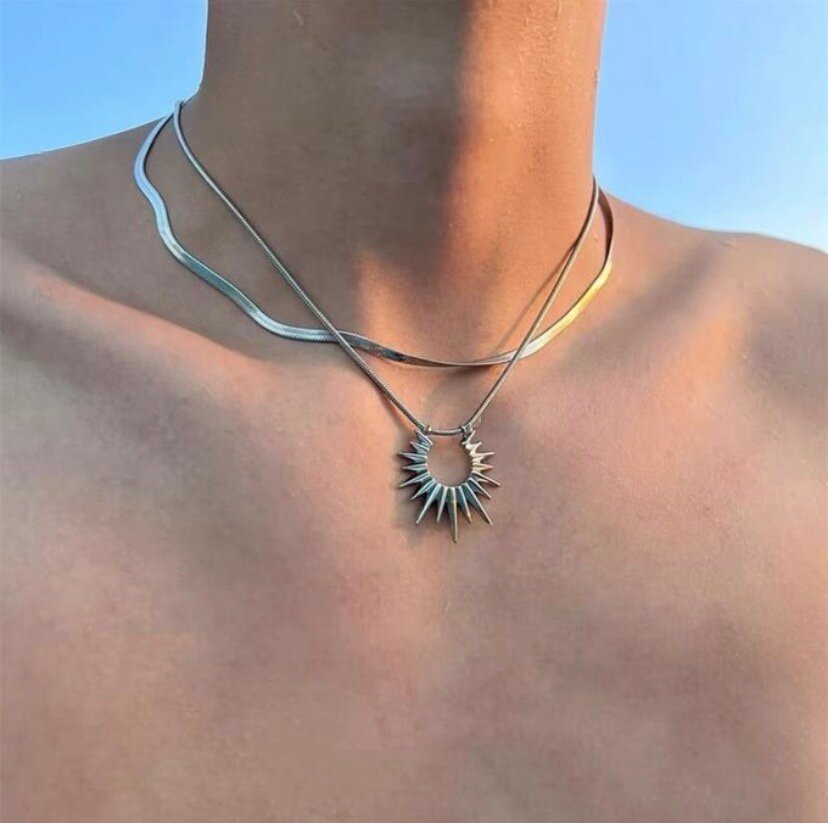Collier Soleil Pendentif Argent