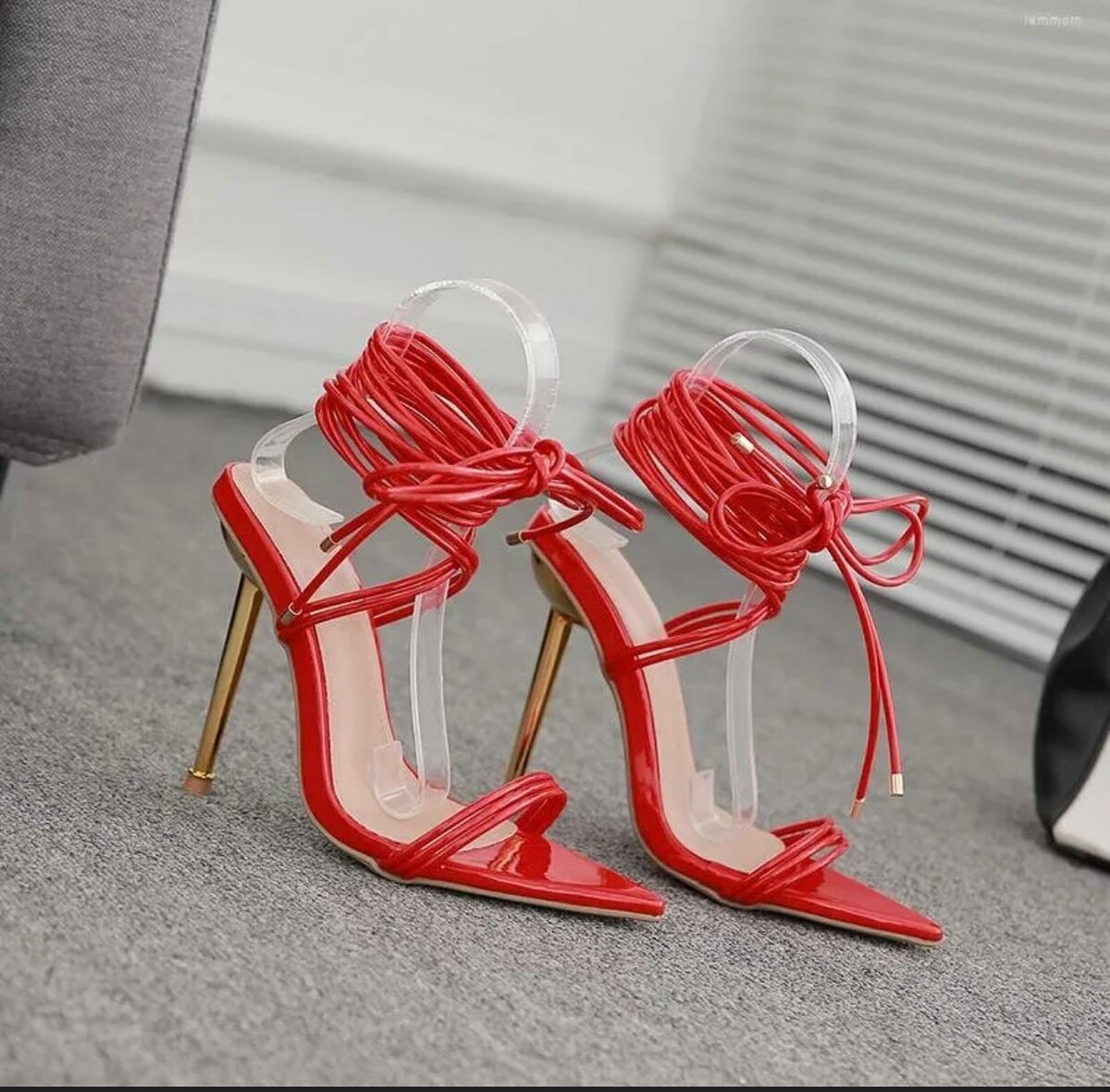 Beautiful and comfortable women's sandals with heels red