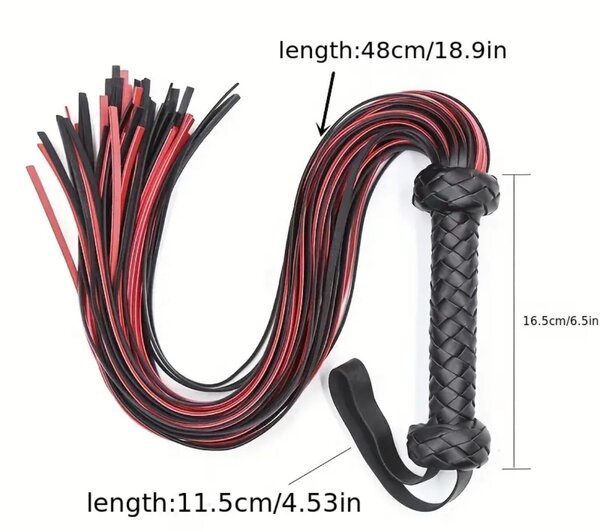 Fouet en cuir tressé rouge