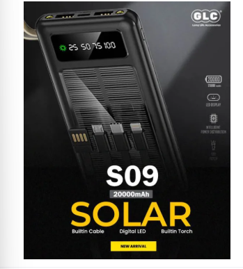 Solar Powerbank/ 20000 mah Powerbank/Glc S09 Powerbank