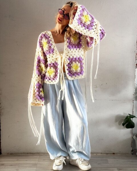 Veste en crochet bohème