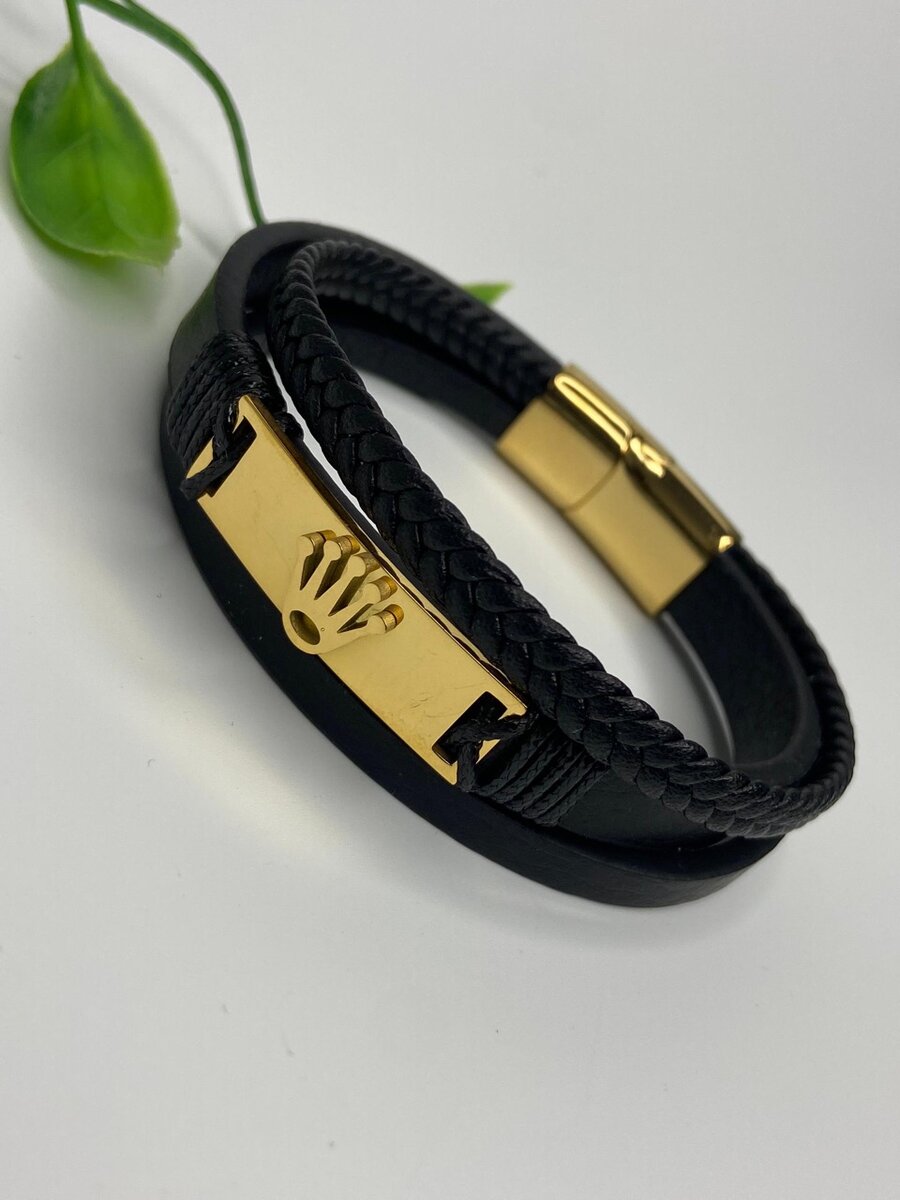 Masculine Rolex Leather Steel Wristwear