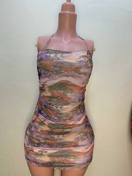 Robe Étroite à Motif Paisible
