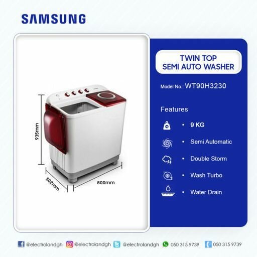 SAMSUNG 9KG TWIN TOP SEMI AUTO WASHER WASHING MACHINE