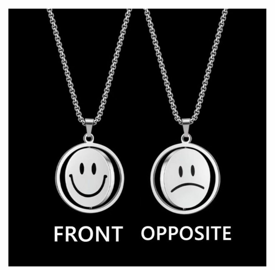 Chaîne Hip Hop spinning sourire pendentif collier argent