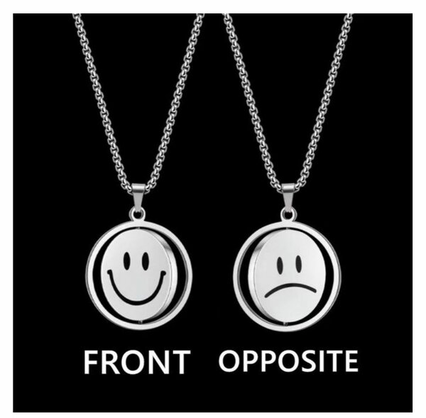 Chaîne Hip Hop spinning sourire pendentif collier argent