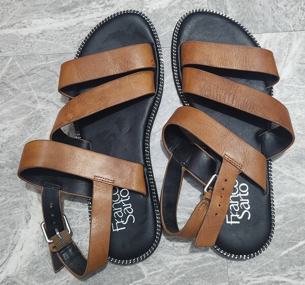 Franco Sarto Women's Sandals Brown Leather Ankle Strap