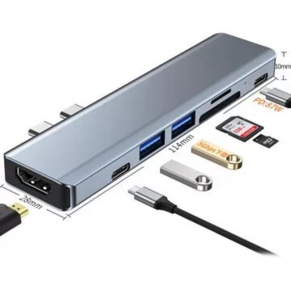 Adaptateur USB-C HUB 7 en 2
