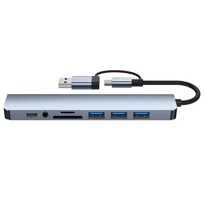 Hub USB 8 en 1 3.0 répartiteur de type C multi-ports adaptat