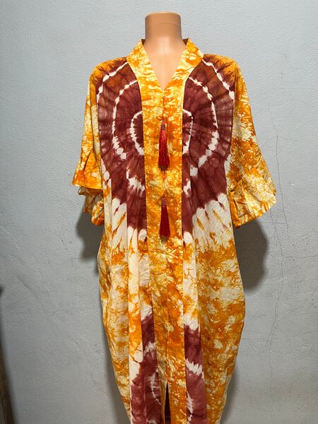 Kaftan bohème imprimé tie-dye
