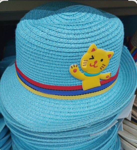 Chapeau enfant bleu chat