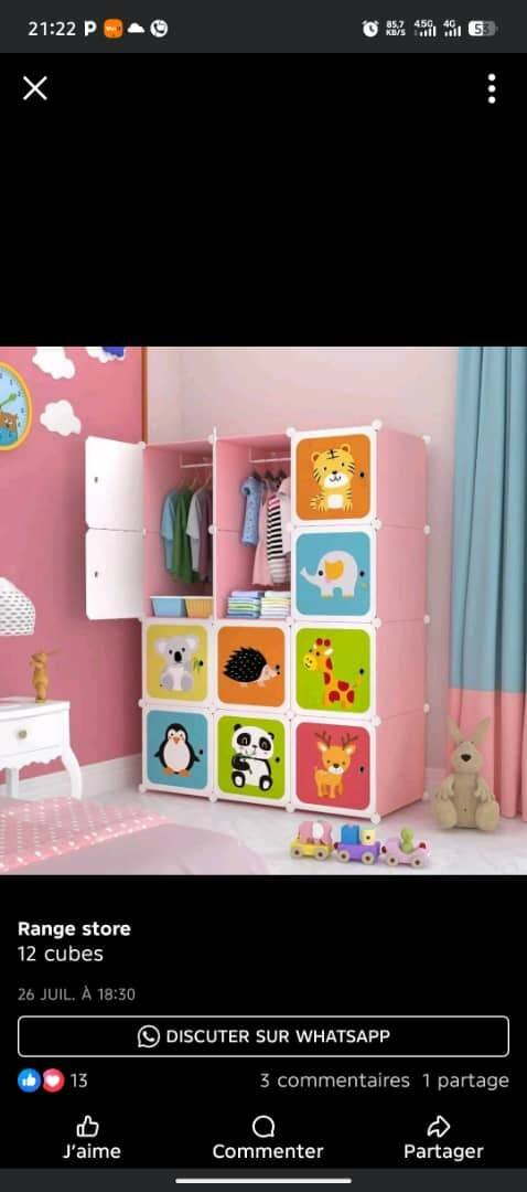 Armoire Enfant à Cubes Animaux