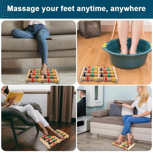 Traditional Colorful Foot Massager for Diabetic foot acupuncture Exercise Round Massage Roller Stress Relief Wooden Roller Footmassager Reflexology Foot Massage Relax