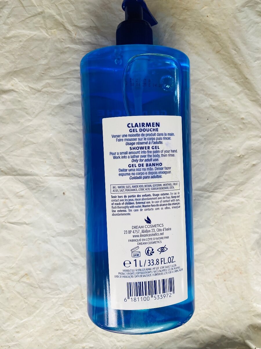 Gel Douche Clairmen Homme 1L