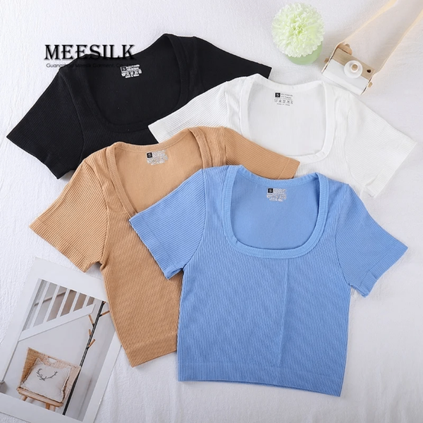 T-shirts en coton doux col carré