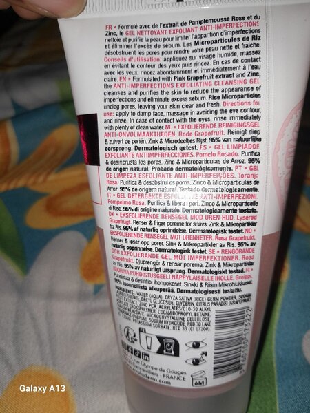 Évoluderm anti imperfections gel nettoyant exfoliant pamplem