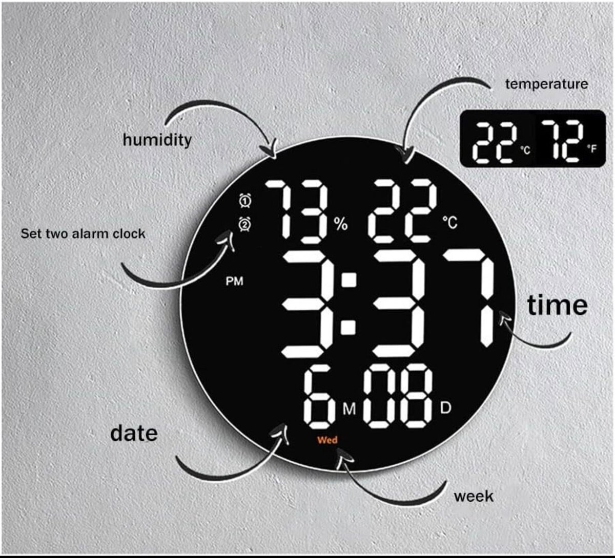 Horloge Électronique 10 Pouces de Salon avec Affichage à LED