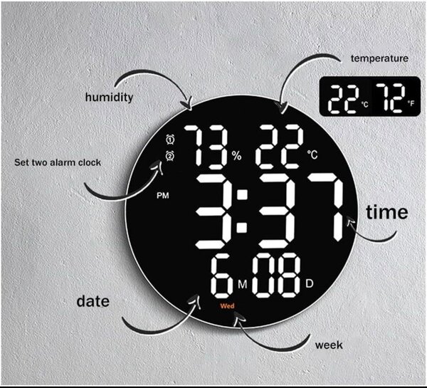 Horloge Électronique 10 Pouces de Salon avec Affichage à LED