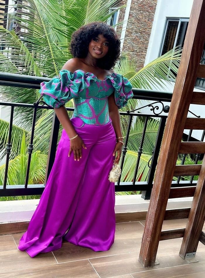 Palazzo pants and corset blouse