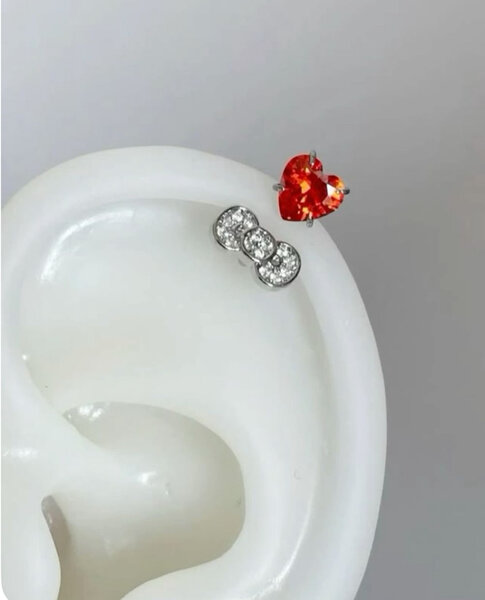 Boucles d'oreilles cœur et nœud