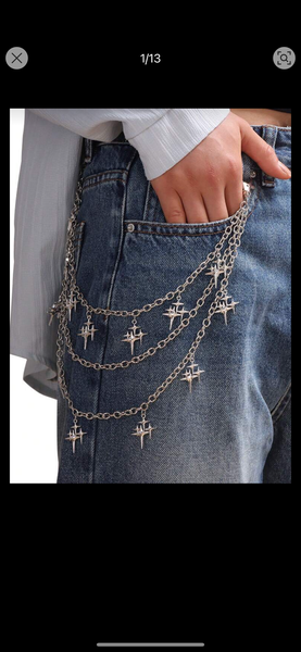 Chaîne de pantalon gothique argentée