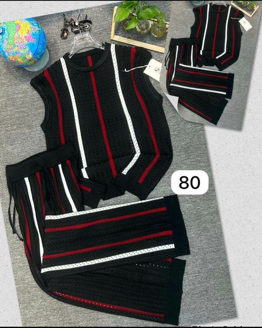 Ensemble tricoté rayé pour hommes