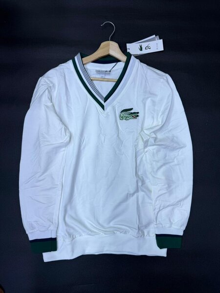 Pull en coton col V blanc