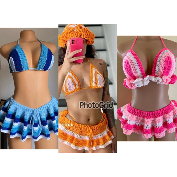Bikini crochet coloré