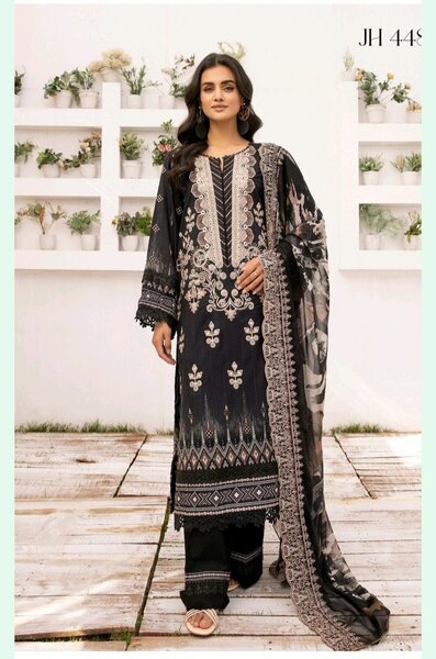 Embroidered printed lawn