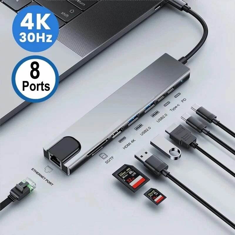 Hub USB-C 8 Ports 4K HDMI