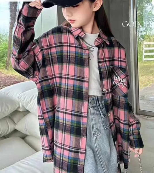 Детская рубашка в клетку