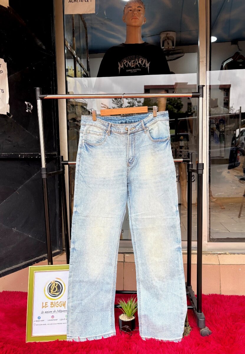 Jean bleu délavé unisexe