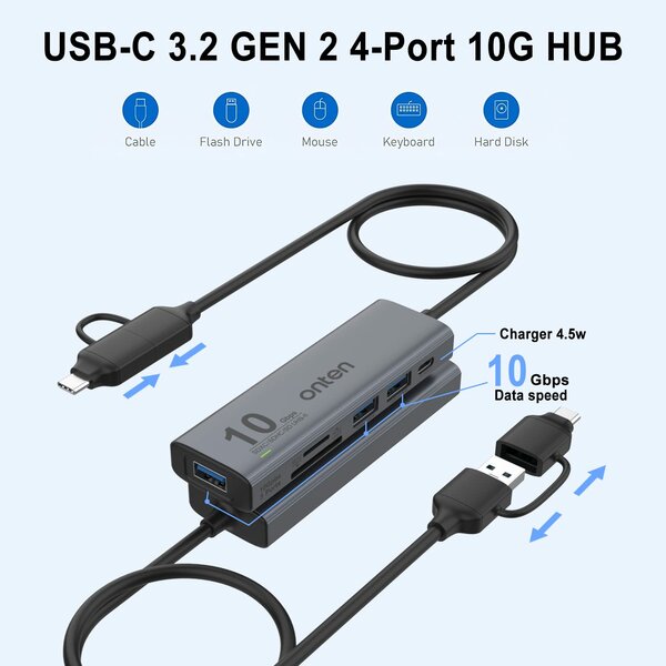 Hub USB-C Onten 4 ports USB 3.2 GEN 2