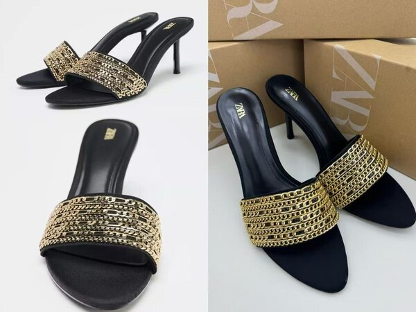 Mules élégantes à strass et boucles