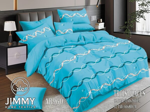 Parure de Lit Coton Bleu