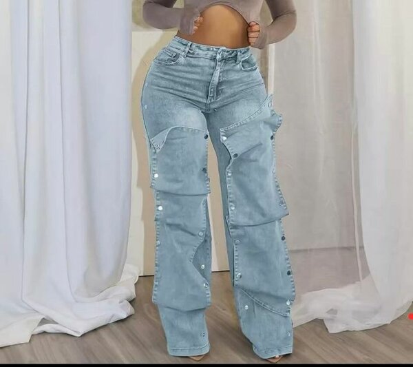 Jean style cargo pour femme