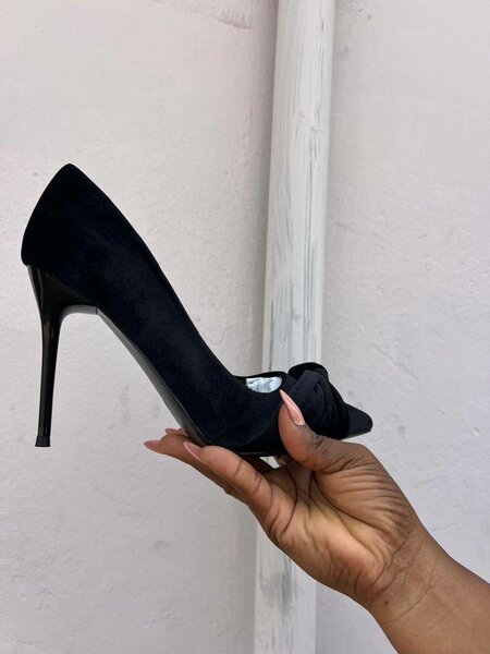 Black suede heel