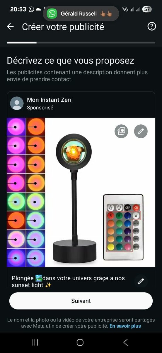 Lampe projecteur effet coucher de soleil