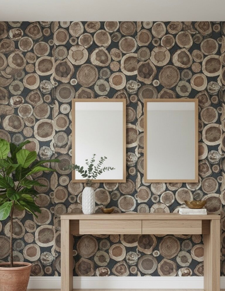 Papier peint effet bois rustique