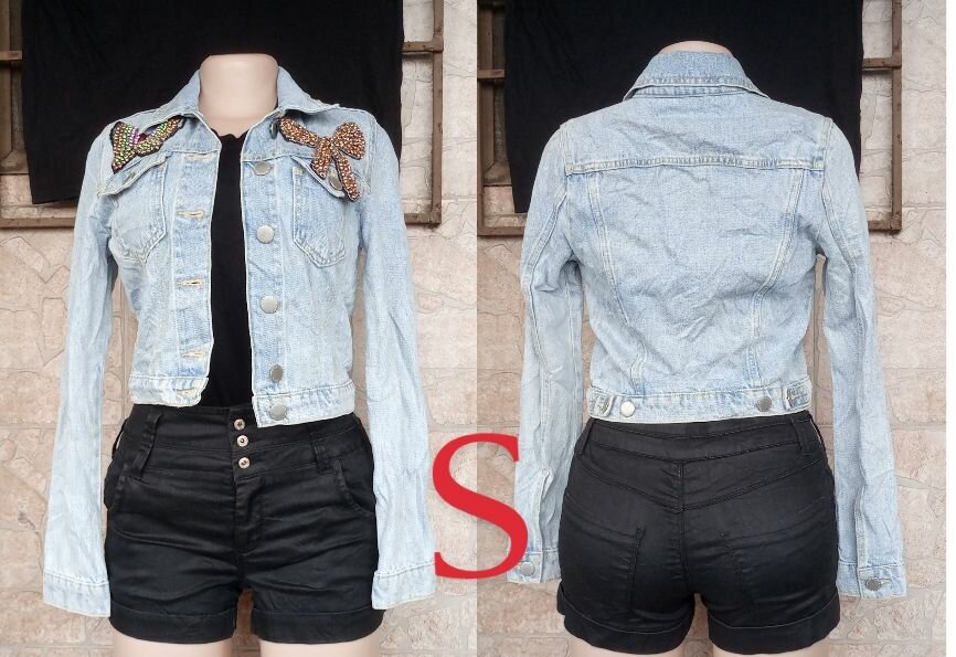 Veste en jean brodée femme