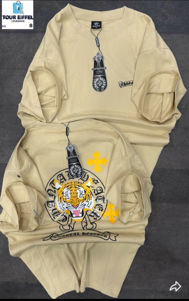 T-shirt motif tigre beige