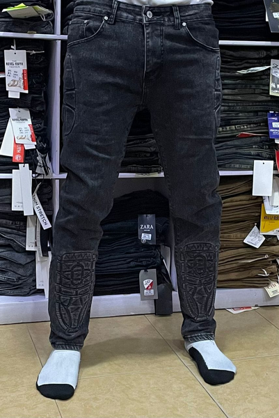 black jeans with embroidery