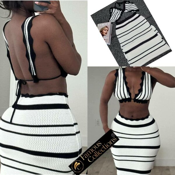 Robe rayée dos nu chic