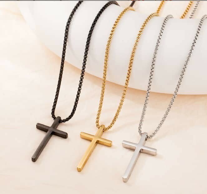 Collier Homme Croix Acier