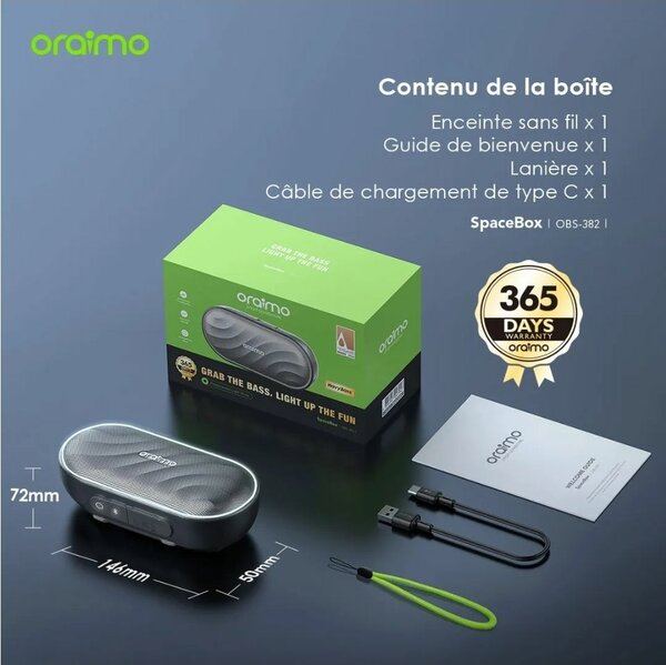 Enceinte Bluetooth Oraimo Bass