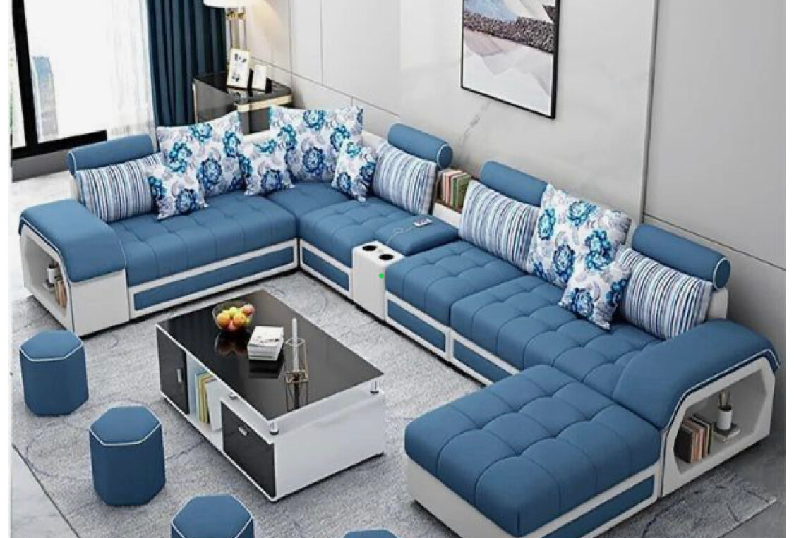 Canapé d'angle moderne bleu