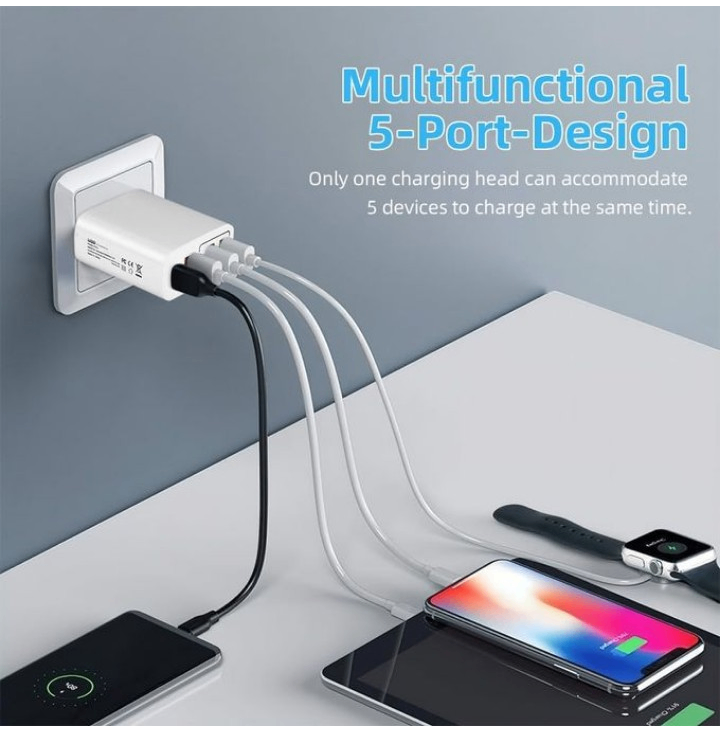 Chargeur iPhone avec 5 support