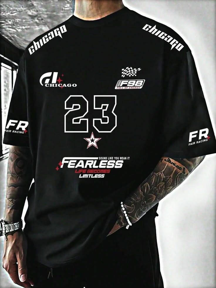 T-shirt sportif noir imprimé