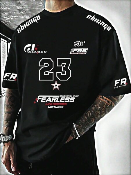 T-shirt sportif noir imprimé