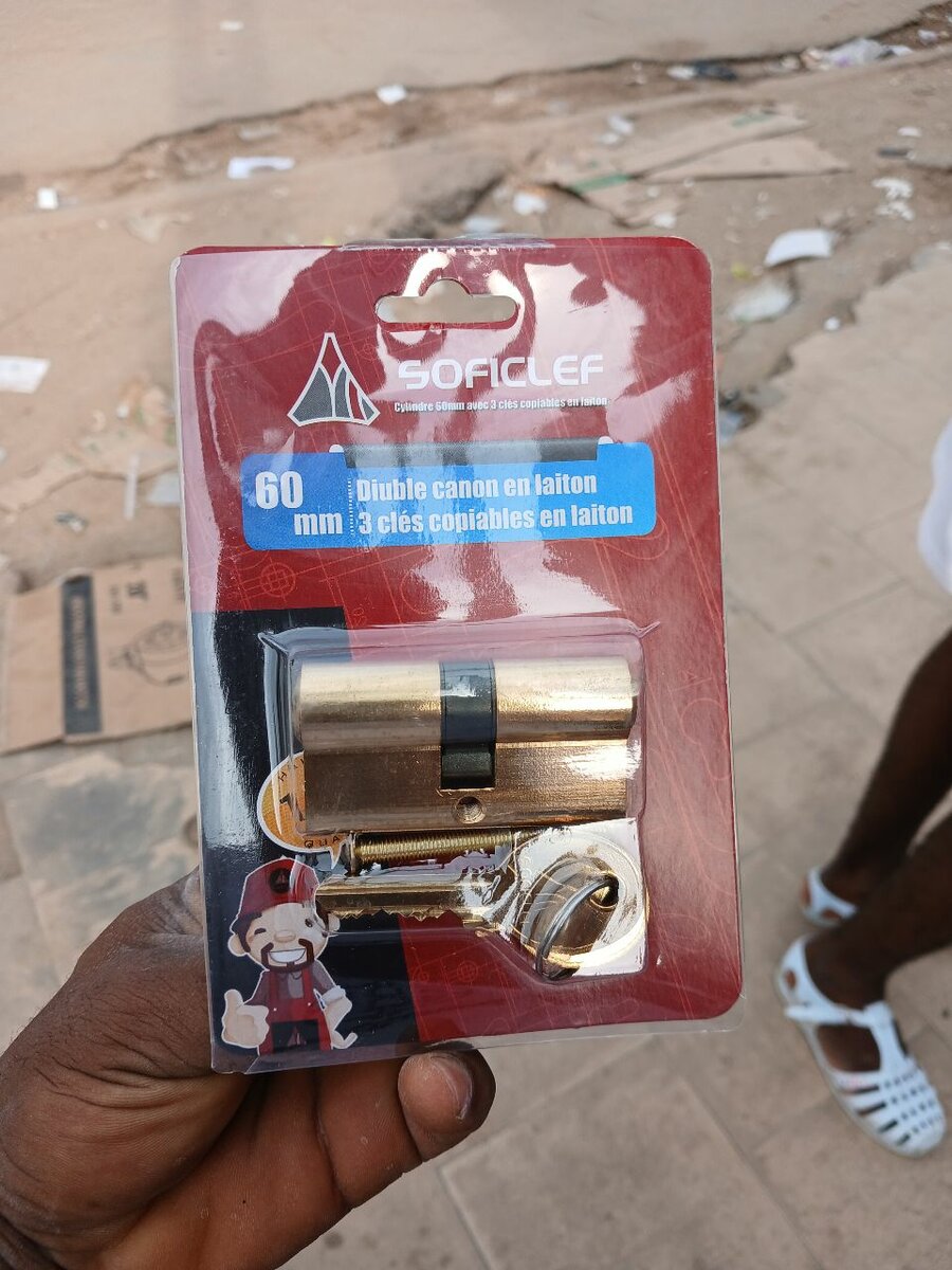 Cylindre de serrure laiton 60mm